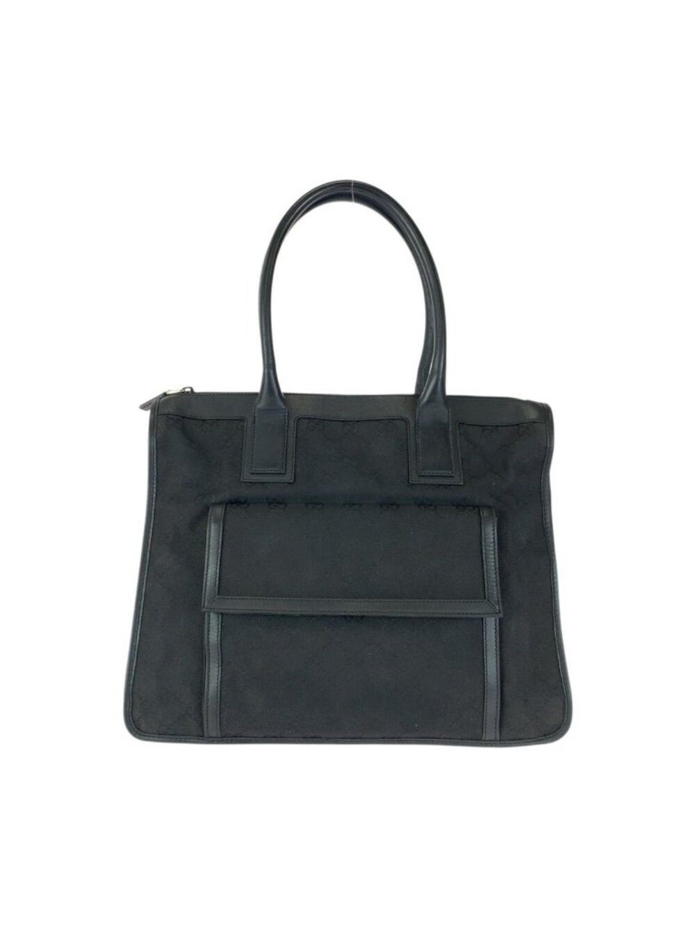 Gucci Black Silver GG Canvas Leather 000 Tote